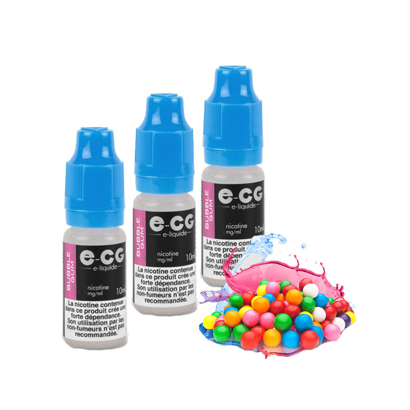 10 flacons E-CG e-liquide bubble gum 11mg. – La Havane Nîmes