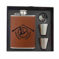 Coffret flasque à alcool Cuir Marron