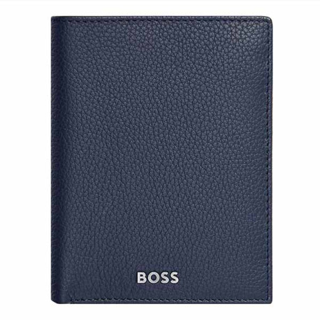 Portefeuille Vertical Hugo Boss Cuir Grainé Bleu