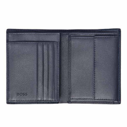 Portefeuille Vertical Hugo Boss Cuir Grainé Bleu