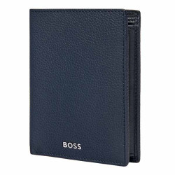 Portefeuille Vertical Hugo Boss Cuir Grainé Bleu