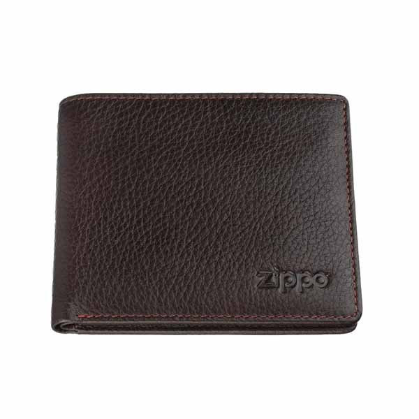 Porte cartes Zippo cuir grainé Marron